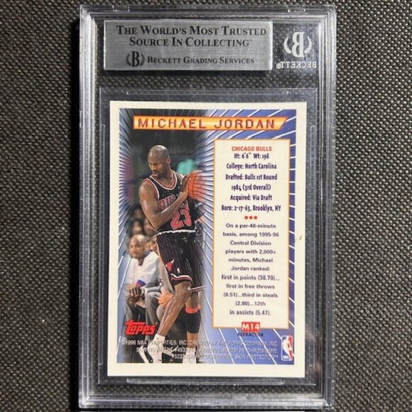 1996 Topps Mystery Finest MICHAEL JORDAN Super Team Refractor #M14 BGS 9 MINT - Picture 3 of 3